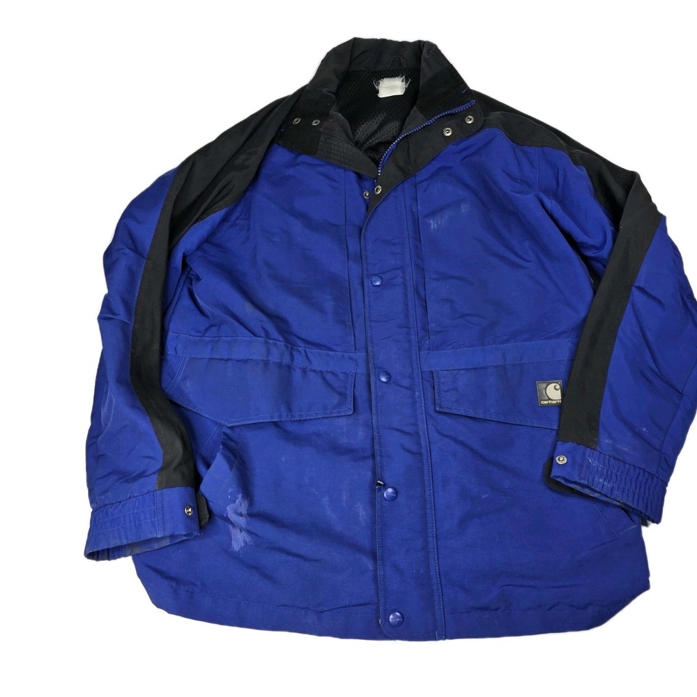 Vintage Carhartt XL Extremes Arctic Parka Jacket Mens Blue Black Colorblock Coat